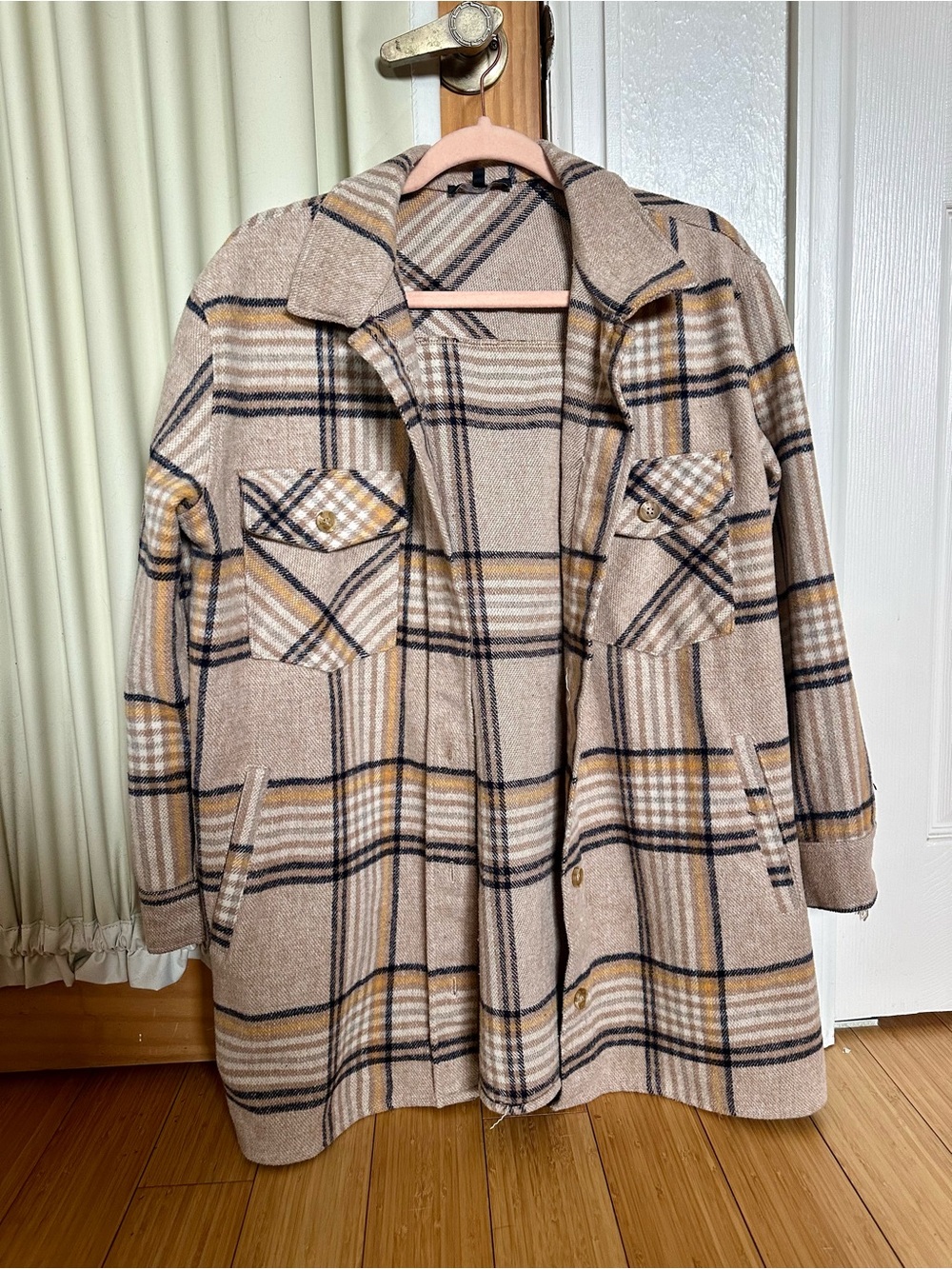 FORE Long Plaid Jacket w/ Fringe